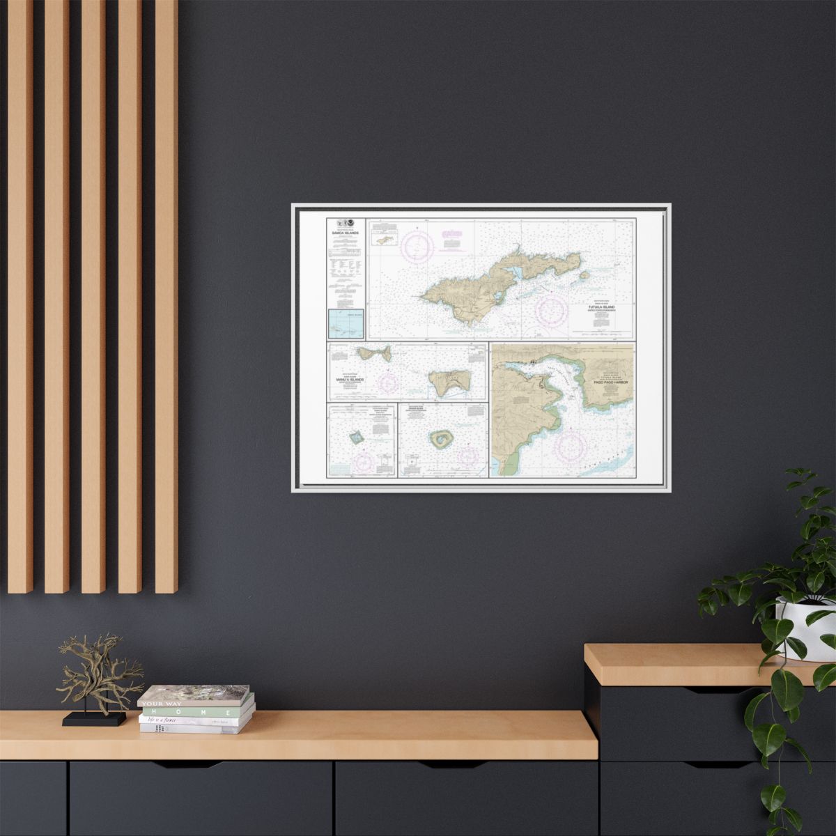 Chart 83484 U.S. Possessions in Samoa Islands Manua Islands;Pago Pago Harbor;Tutuila Island;Rose Atoll;Swains Island - NOAA Nautical Chart Floating Frame Canvas | 32" x 24" | 40" x 30" - White context-2