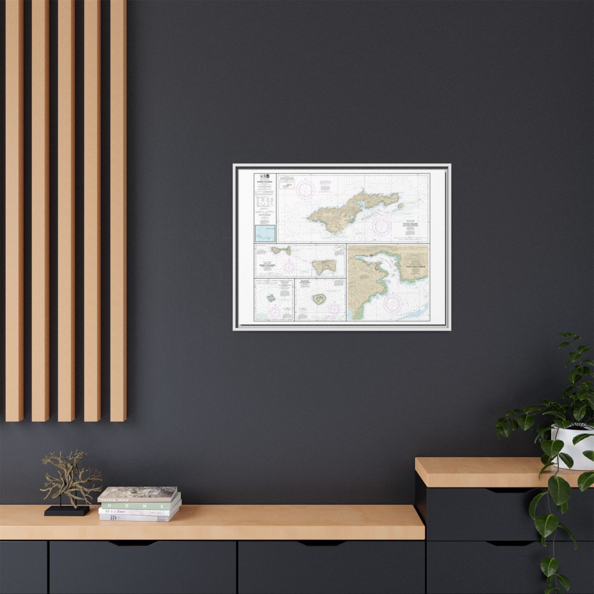 Chart 83484 U.S. Possessions in Samoa Islands Manua Islands;Pago Pago Harbor;Tutuila Island;Rose Atoll;Swains Island - NOAA Nautical Chart Floating Frame Canvas | 32" x 24" | 40" x 30" - White context-2