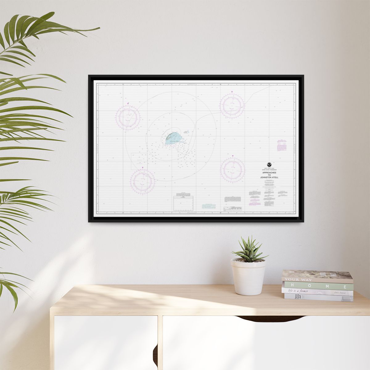 Chart 83633 United States Possession Approaches to Johnston Atoll - NOAA Nautical Chart Floating Frame Canvas | 30" x 20" | 36" x 24" | 48" x 32" - Black context-1