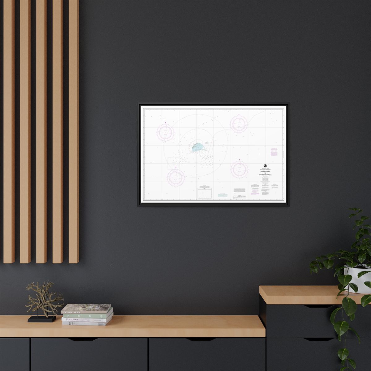 Chart 83633 United States Possession Approaches to Johnston Atoll - NOAA Nautical Chart Floating Frame Canvas | 30" x 20" | 36" x 24" | 48" x 32" - Black context-2