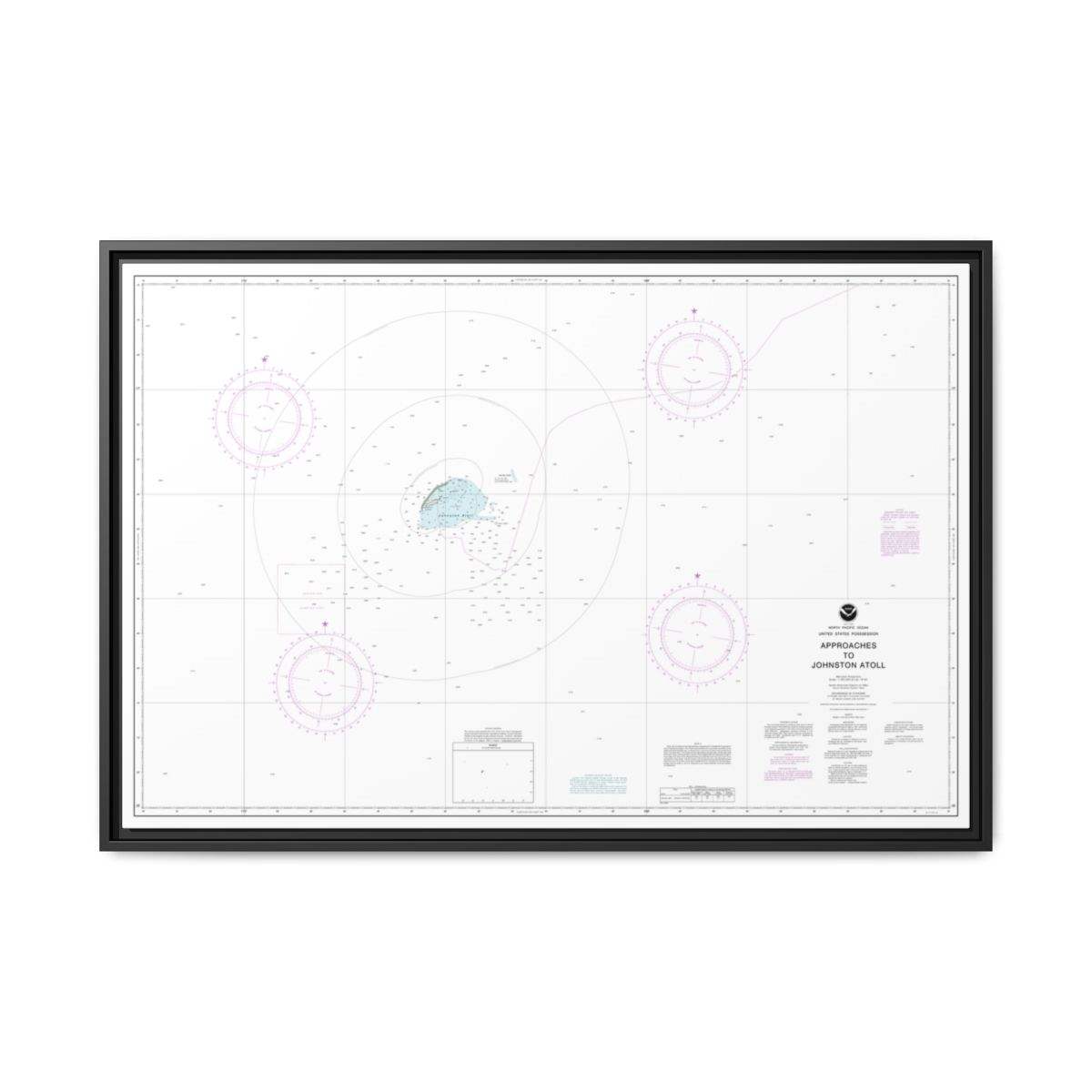 Chart 83633 United States Possession Approaches to Johnston Atoll - NOAA Nautical Chart Floating Frame Canvas | 30" x 20" | 36" x 24" | 48" x 32" - Black front