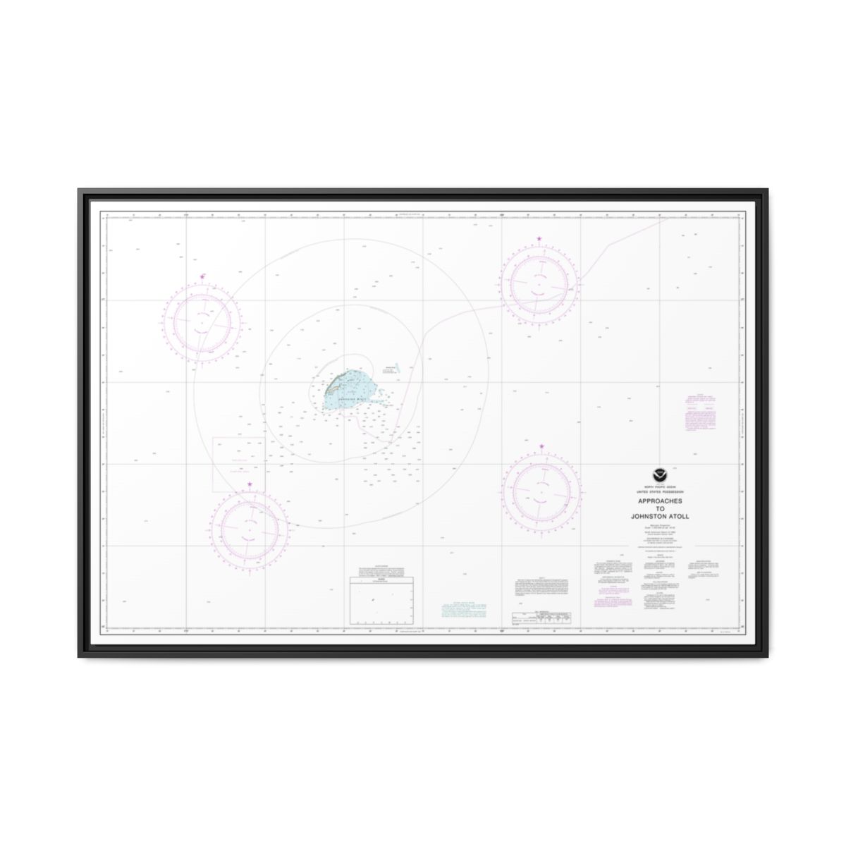 Chart 83633 United States Possession Approaches to Johnston Atoll - NOAA Nautical Chart Floating Frame Canvas | 30" x 20" | 36" x 24" | 48" x 32" - Black front