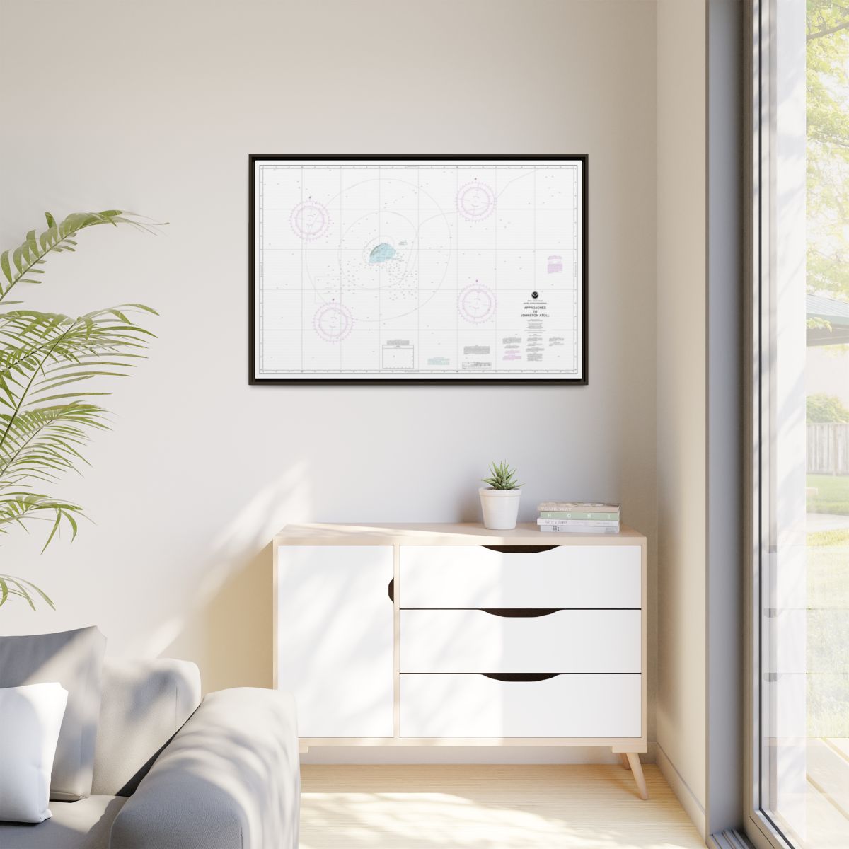 Chart 83633 United States Possession Approaches to Johnston Atoll - NOAA Nautical Chart Floating Frame Canvas | 30" x 20" | 36" x 24" | 48" x 32" - Espresso context-1