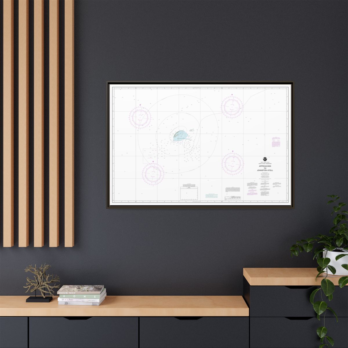 Chart 83633 United States Possession Approaches to Johnston Atoll - NOAA Nautical Chart Floating Frame Canvas | 30" x 20" | 36" x 24" | 48" x 32" - Espresso context-2