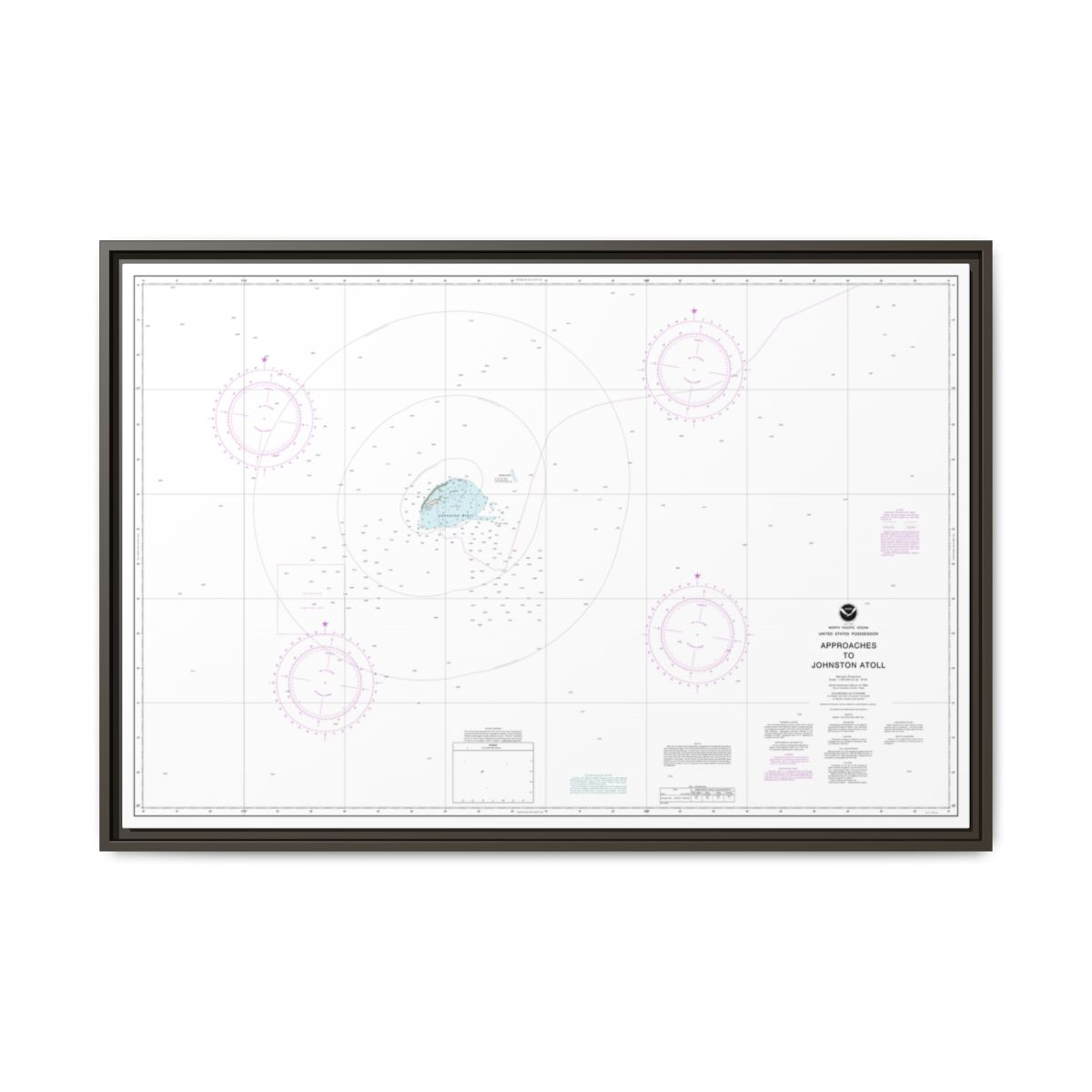 Chart 83633 United States Possession Approaches to Johnston Atoll - NOAA Nautical Chart Floating Frame Canvas | 30" x 20" | 36" x 24" | 48" x 32" - Espresso front