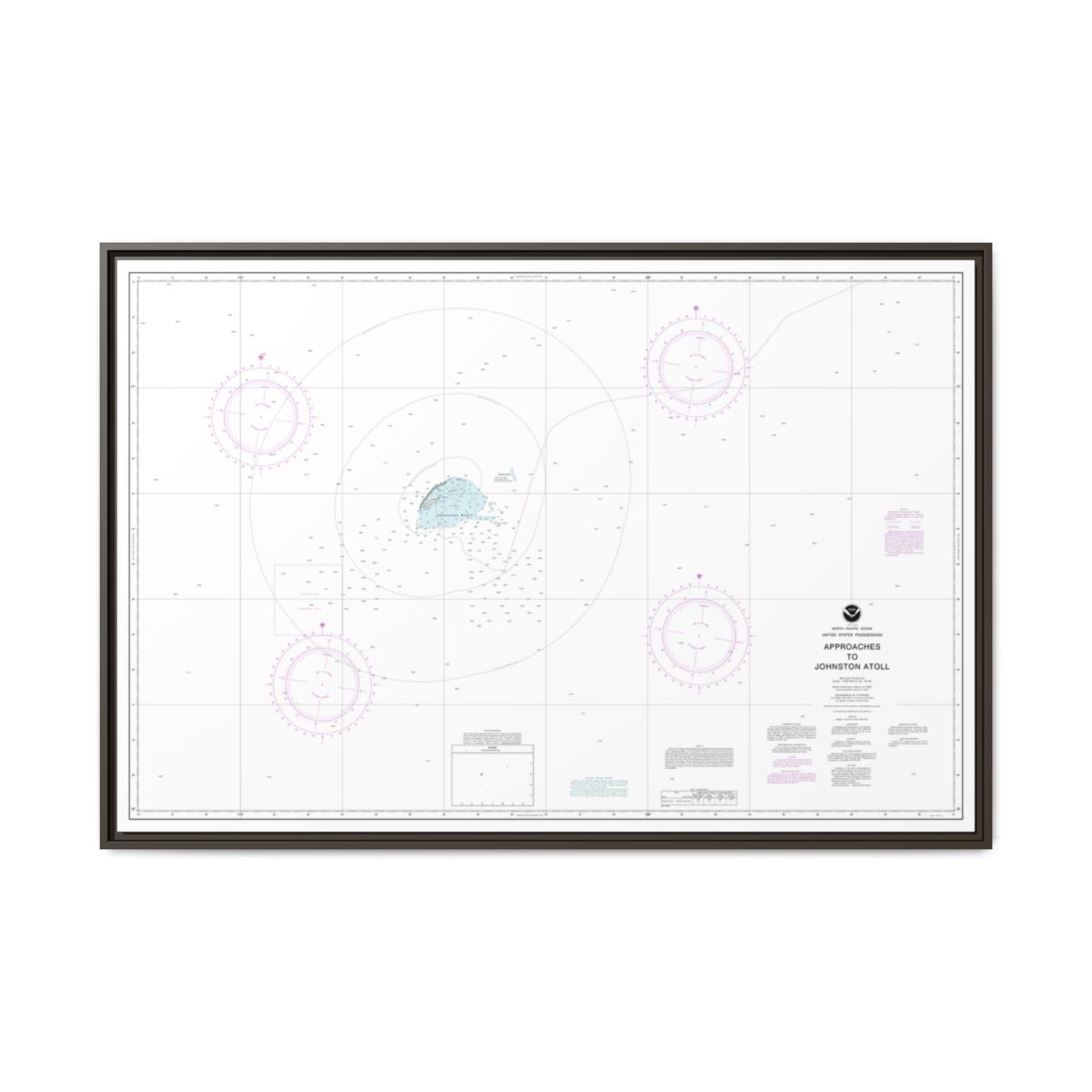 Chart 83633 United States Possession Approaches to Johnston Atoll - NOAA Nautical Chart Floating Frame Canvas | 30" x 20" | 36" x 24" | 48" x 32" - Espresso front