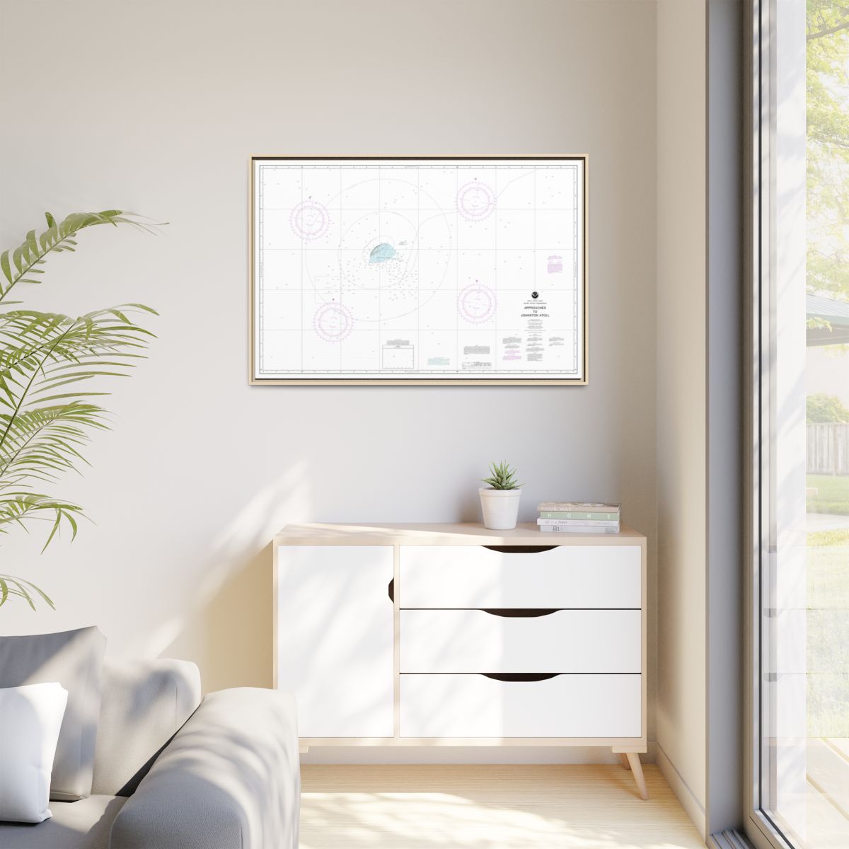 Chart 83633 United States Possession Approaches to Johnston Atoll - NOAA Nautical Chart Floating Frame Canvas | 30" x 20" | 36" x 24" | 48" x 32" - Natural context-1