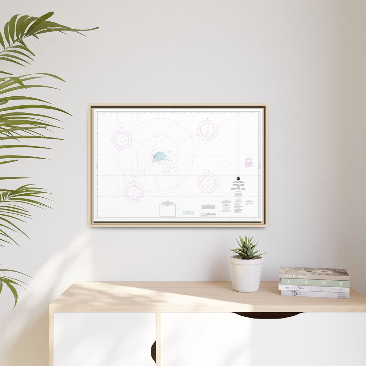 Chart 83633 United States Possession Approaches to Johnston Atoll - NOAA Nautical Chart Floating Frame Canvas | 30" x 20" | 36" x 24" | 48" x 32" - Natural context-1
