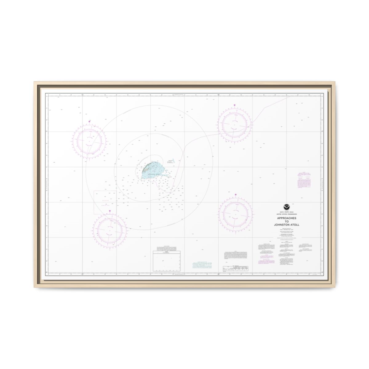Chart 83633 United States Possession Approaches to Johnston Atoll - NOAA Nautical Chart Floating Frame Canvas | 30" x 20" | 36" x 24" | 48" x 32" - Natural front