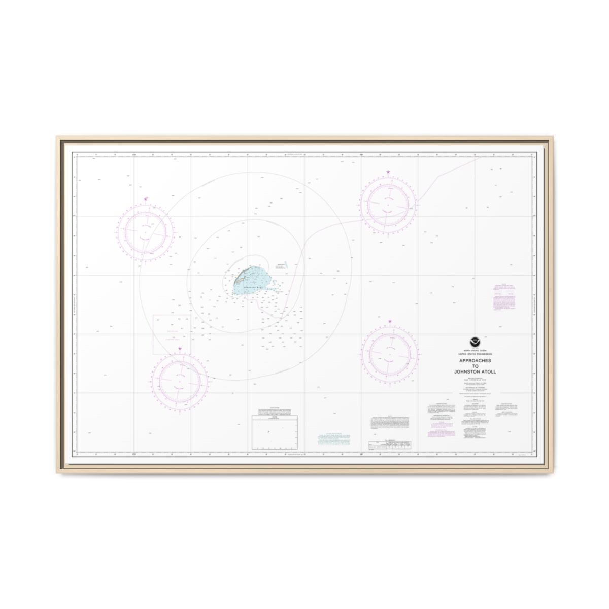 Chart 83633 United States Possession Approaches to Johnston Atoll - NOAA Nautical Chart Floating Frame Canvas | 30" x 20" | 36" x 24" | 48" x 32" - Natural front