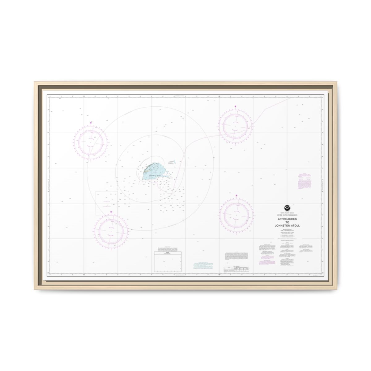 Chart 83633 United States Possession Approaches to Johnston Atoll - NOAA Nautical Chart Floating Frame Canvas | 30" x 20" | 36" x 24" | 48" x 32" - Natural front