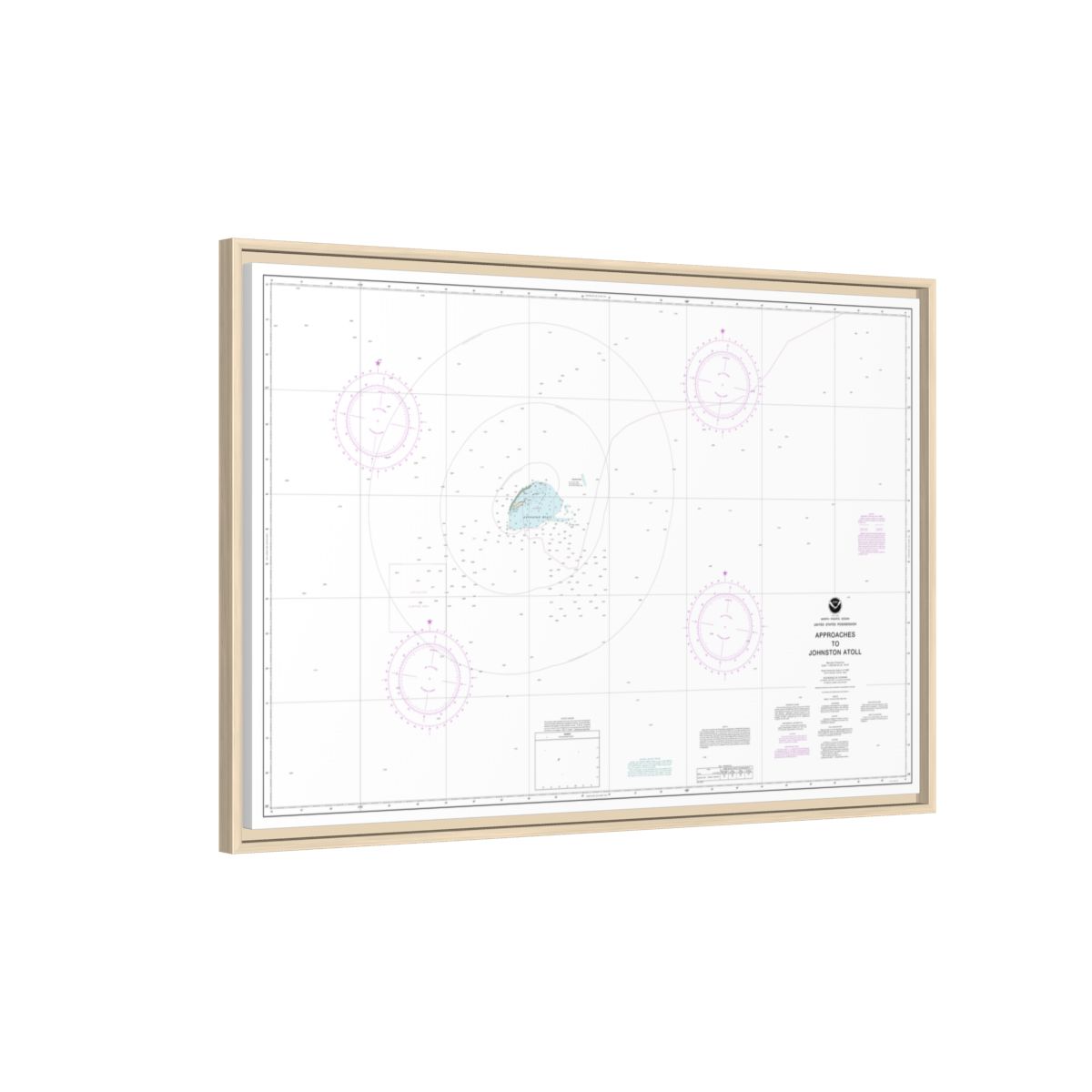Chart 83633 United States Possession Approaches to Johnston Atoll - NOAA Nautical Chart Floating Frame Canvas | 30" x 20" | 36" x 24" | 48" x 32" - Natural side