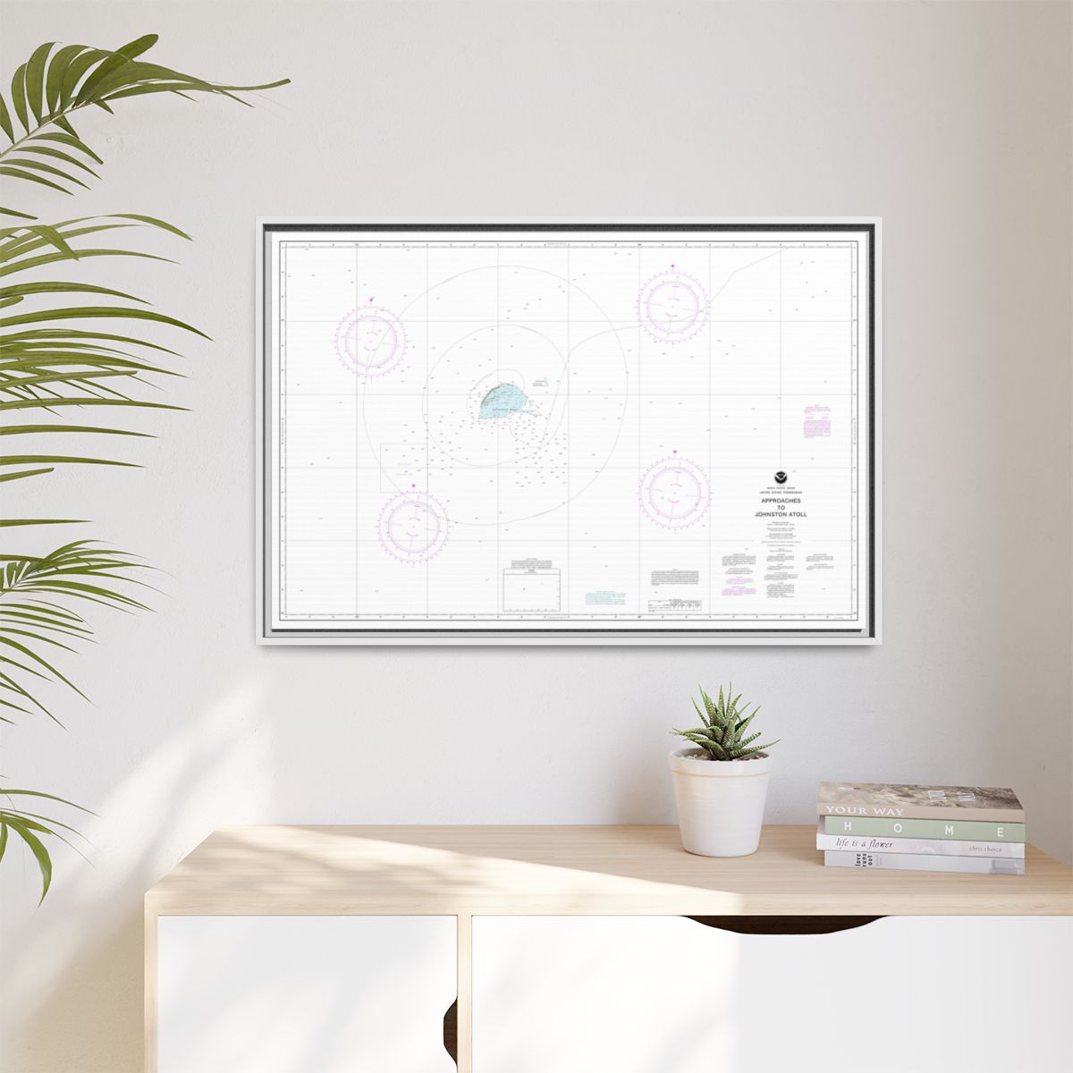 Chart 83633 United States Possession Approaches to Johnston Atoll - NOAA Nautical Chart Floating Frame Canvas | 30" x 20" | 36" x 24" | 48" x 32" - White context-1