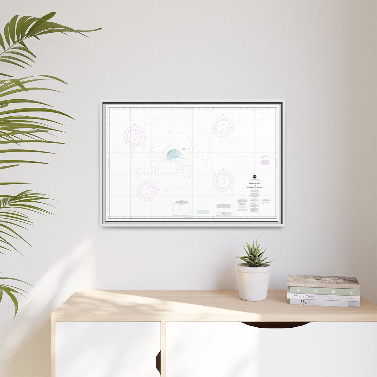 Chart 83633 United States Possession Approaches to Johnston Atoll - NOAA Nautical Chart Floating Frame Canvas | 30" x 20" | 36" x 24" | 48" x 32" - White context-1