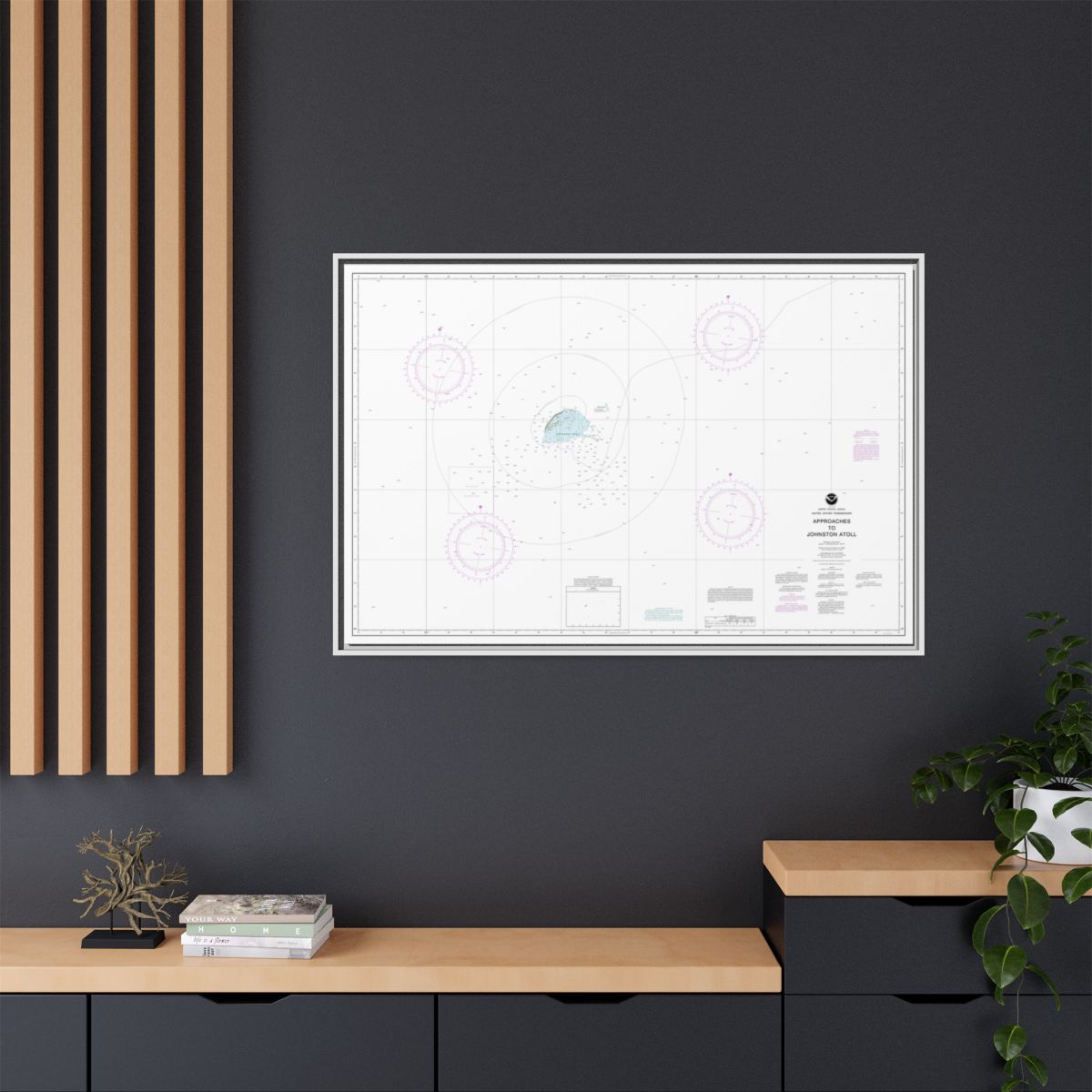 Chart 83633 United States Possession Approaches to Johnston Atoll - NOAA Nautical Chart Floating Frame Canvas | 30" x 20" | 36" x 24" | 48" x 32" - White context-2