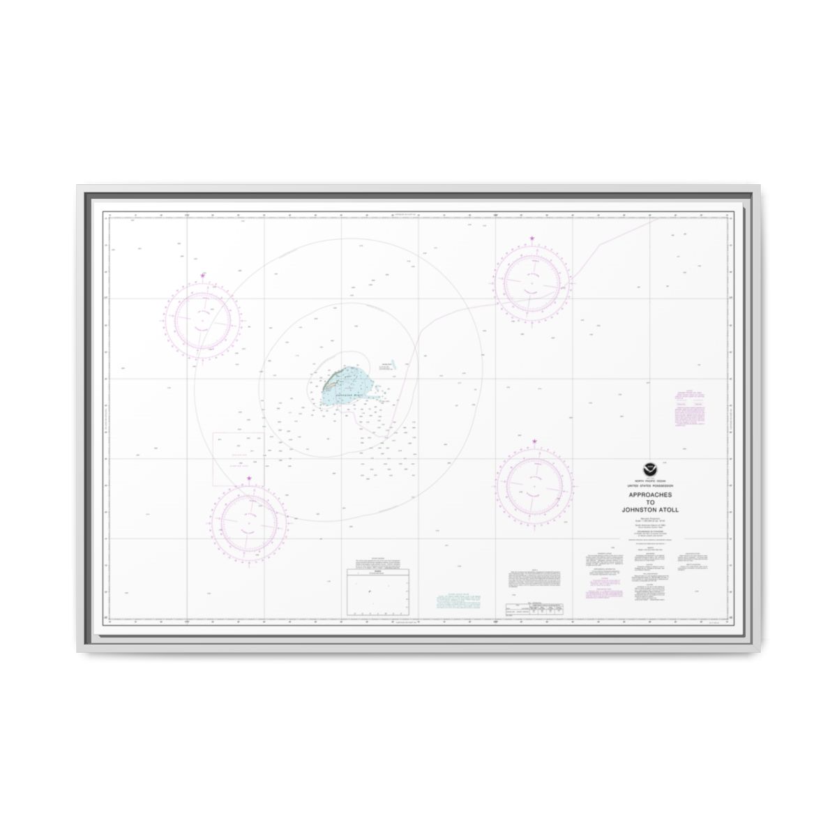 Chart 83633 United States Possession Approaches to Johnston Atoll - NOAA Nautical Chart Floating Frame Canvas | 30" x 20" | 36" x 24" | 48" x 32" - White front