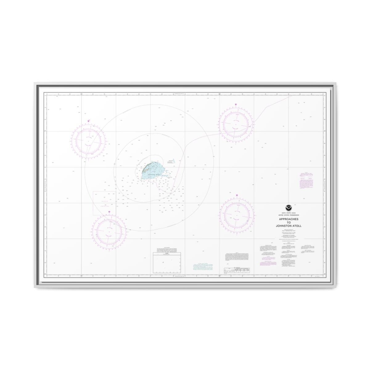 Chart 83633 United States Possession Approaches to Johnston Atoll - NOAA Nautical Chart Floating Frame Canvas | 30" x 20" | 36" x 24" | 48" x 32" - White front