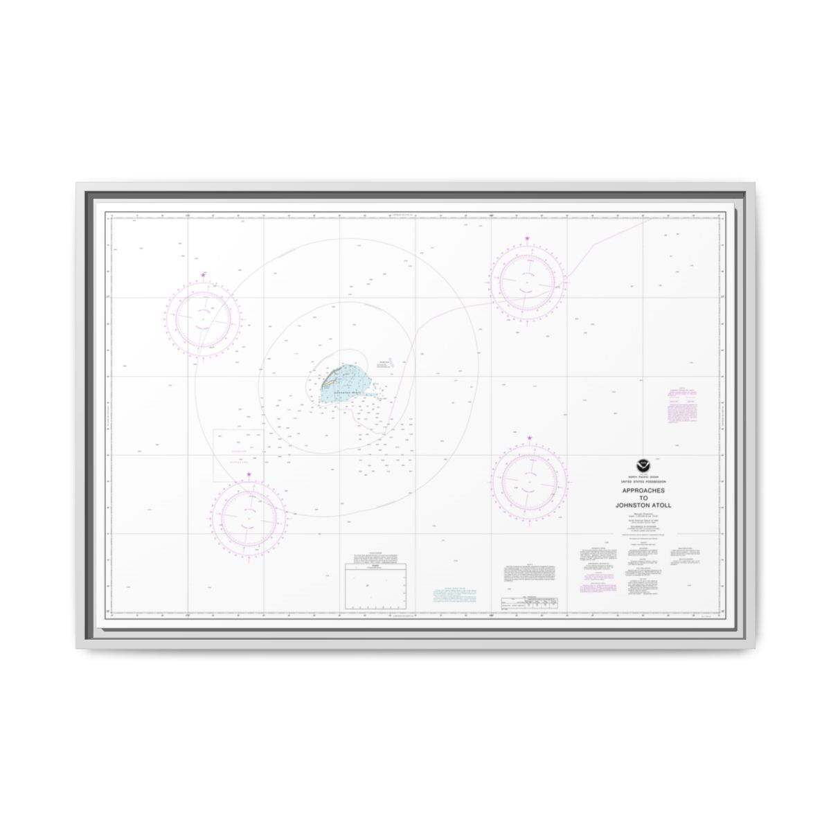 Chart 83633 United States Possession Approaches to Johnston Atoll - NOAA Nautical Chart Floating Frame Canvas | 30" x 20" | 36" x 24" | 48" x 32" - White front