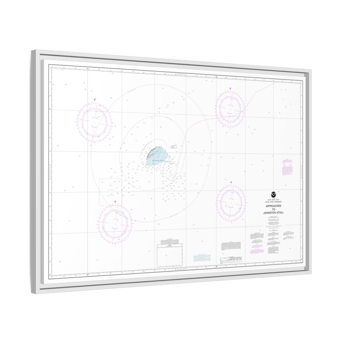 Chart 83633 United States Possession Approaches to Johnston Atoll - NOAA Nautical Chart Floating Frame Canvas | 30" x 20" | 36" x 24" | 48" x 32" - White side