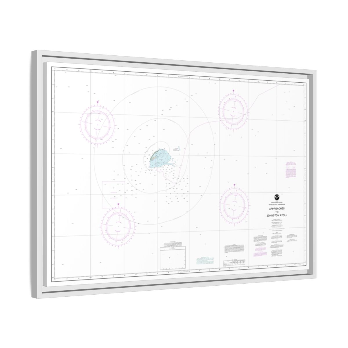 Chart 83633 United States Possession Approaches to Johnston Atoll - NOAA Nautical Chart Floating Frame Canvas | 30" x 20" | 36" x 24" | 48" x 32" - White side