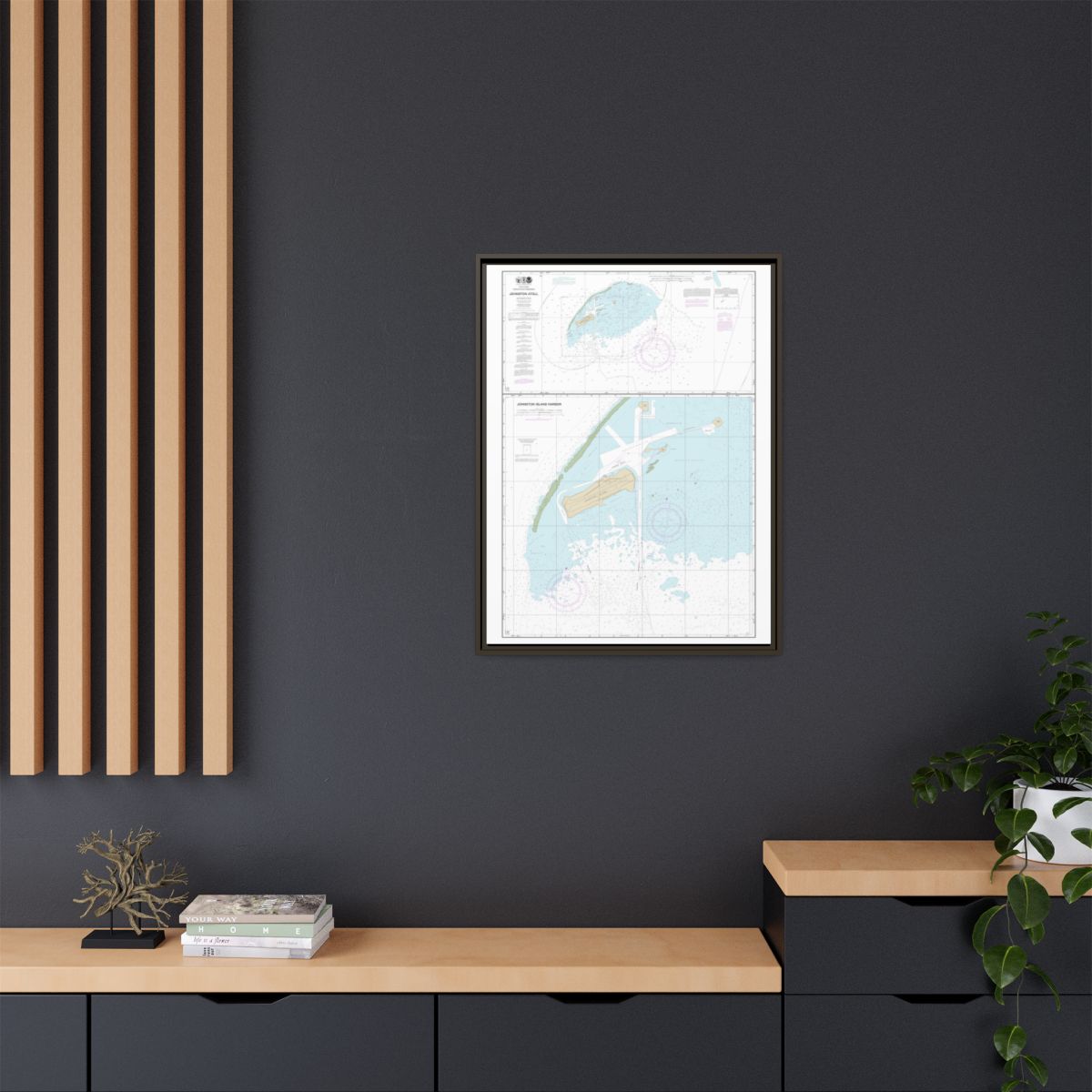 Chart 83637 Johnston Atoll;Johnston Island Harbor - NOAA Nautical Chart Floating Frame Canvas | 24" x 32" | 30" x 40" - Espresso context-2