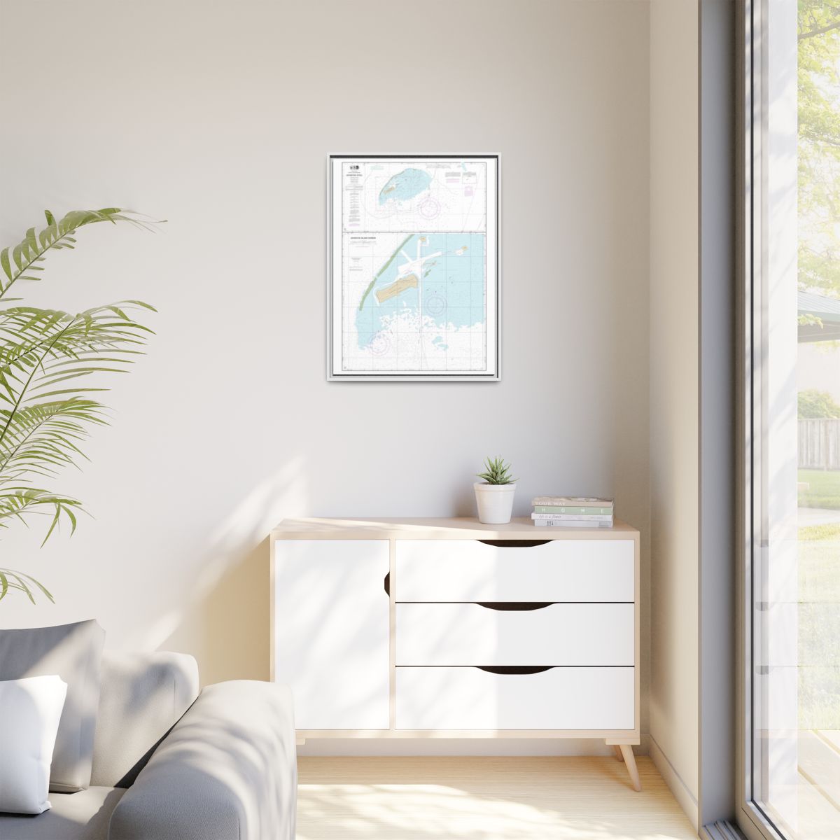 Chart 83637 Johnston Atoll;Johnston Island Harbor - NOAA Nautical Chart Floating Frame Canvas | 24" x 32" | 30" x 40" - White context-1