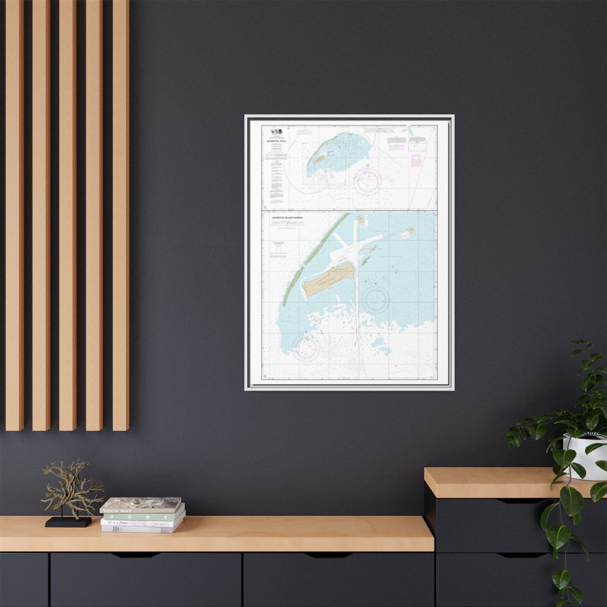 Chart 83637 Johnston Atoll;Johnston Island Harbor - NOAA Nautical Chart Floating Frame Canvas | 24" x 32" | 30" x 40" - White context-2