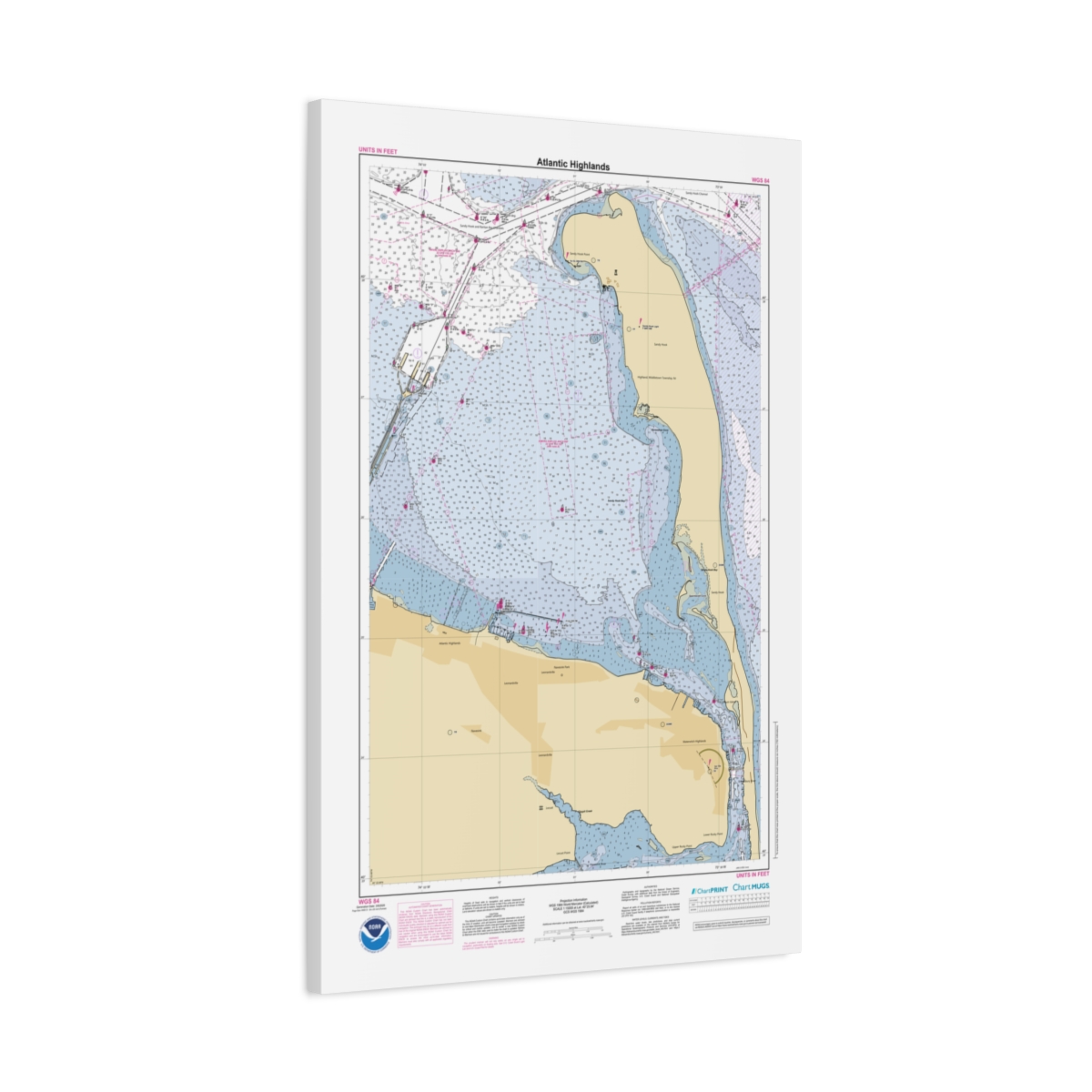 Canvas Custom Chart of Atlantic Highlands - NOAA Nautical Chart 22" x 34"