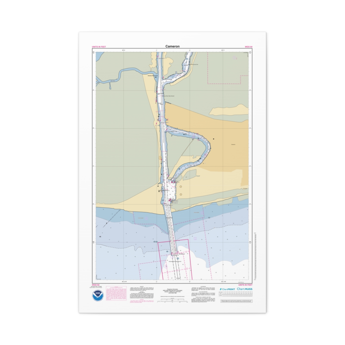 Canvas Custom Chart of Cameron - NOAA Nautical Chart 22" x 34"