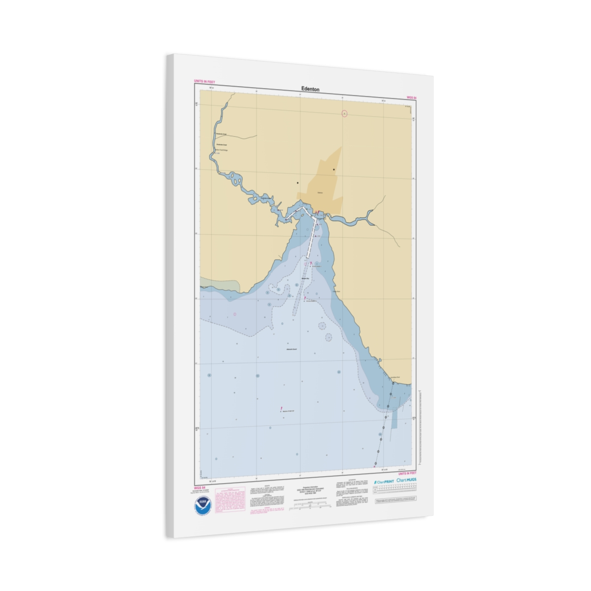 Canvas Custom Chart of Edenton - NOAA Nautical Chart 22" x 34"