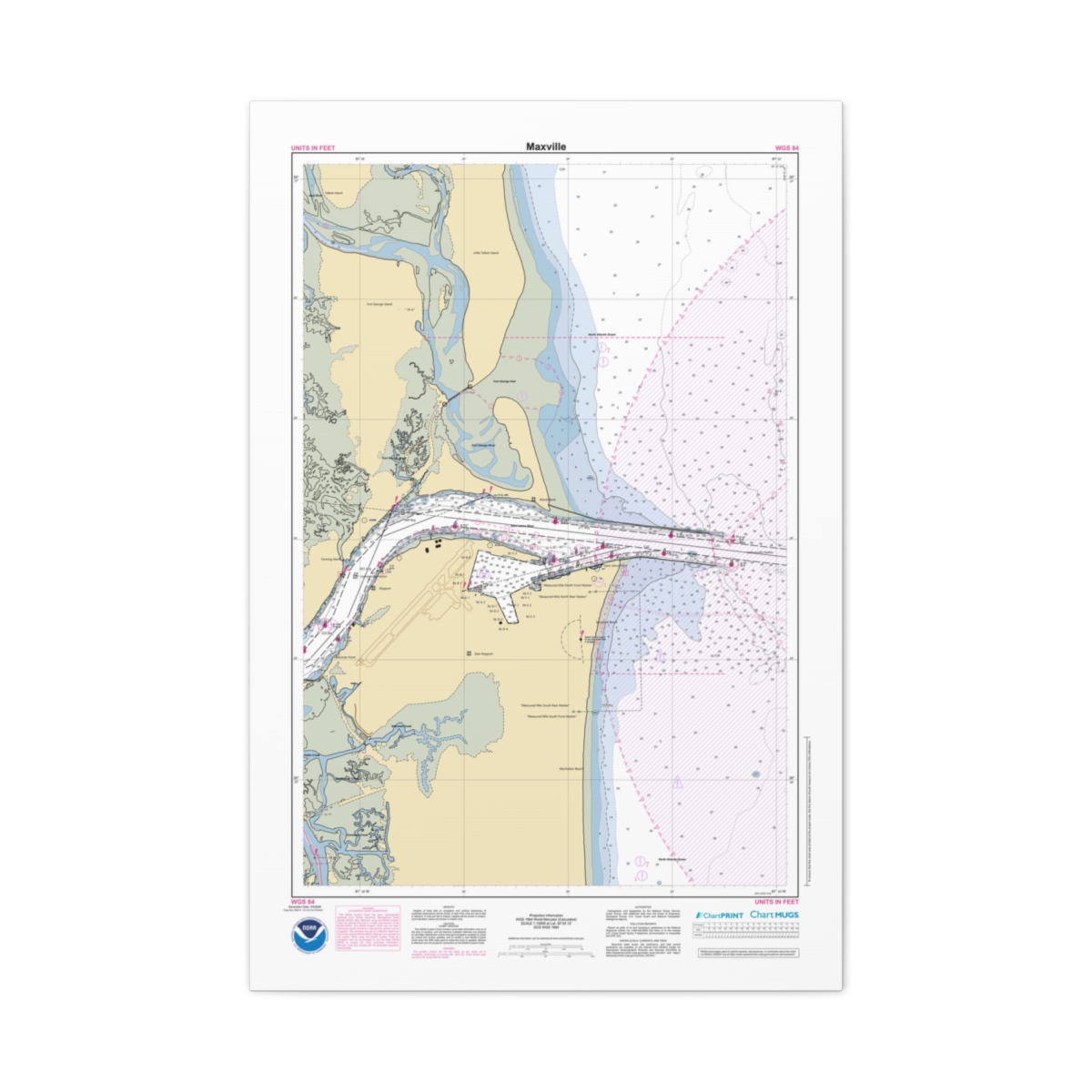 Canvas Custom Chart of Maxville - NOAA Nautical Chart 22" x 34"