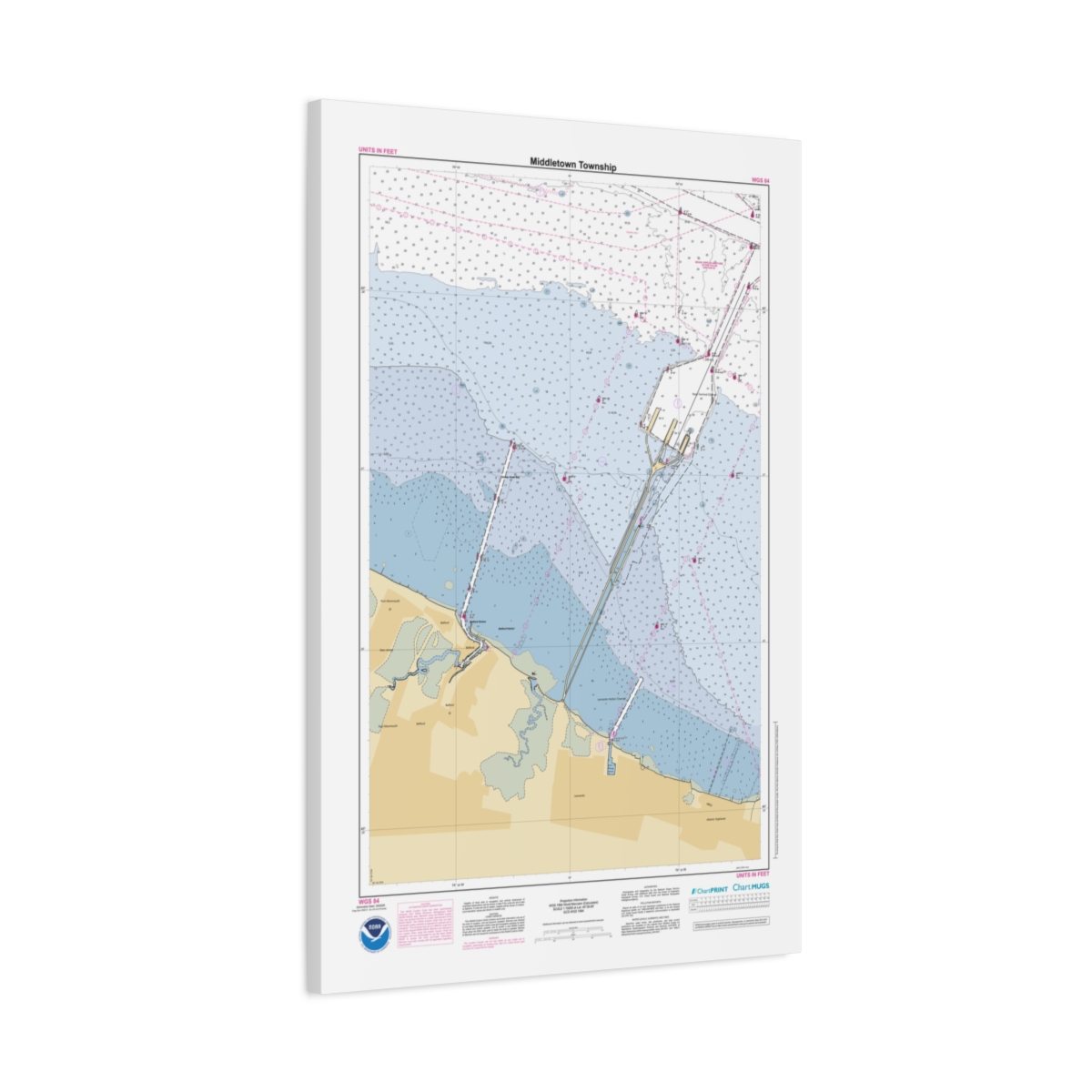 Canvas Custom Chart of Middletown Township - NOAA Nautical Chart 22" x 34"