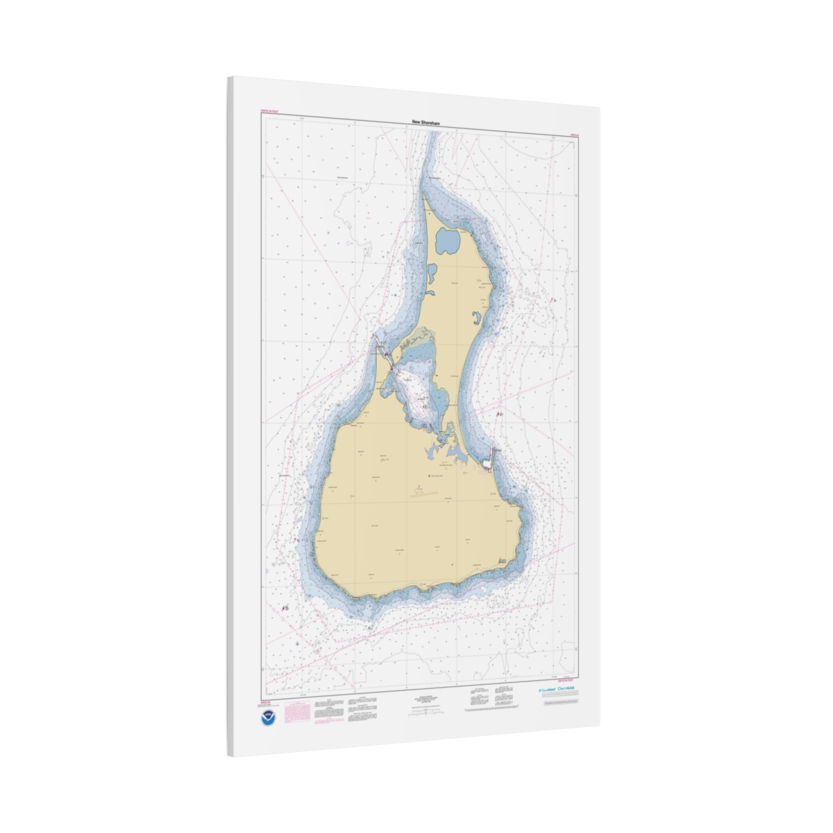 Canvas Custom Chart of New Shoreham - NOAA Nautical Chart 36" x 56"