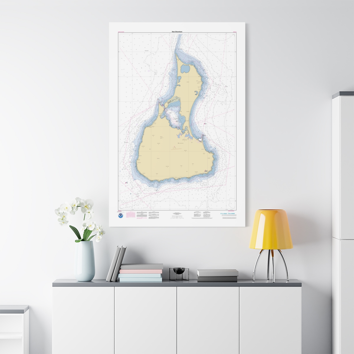Canvas Custom Chart of New Shoreham - NOAA Nautical Chart 36" x 56"