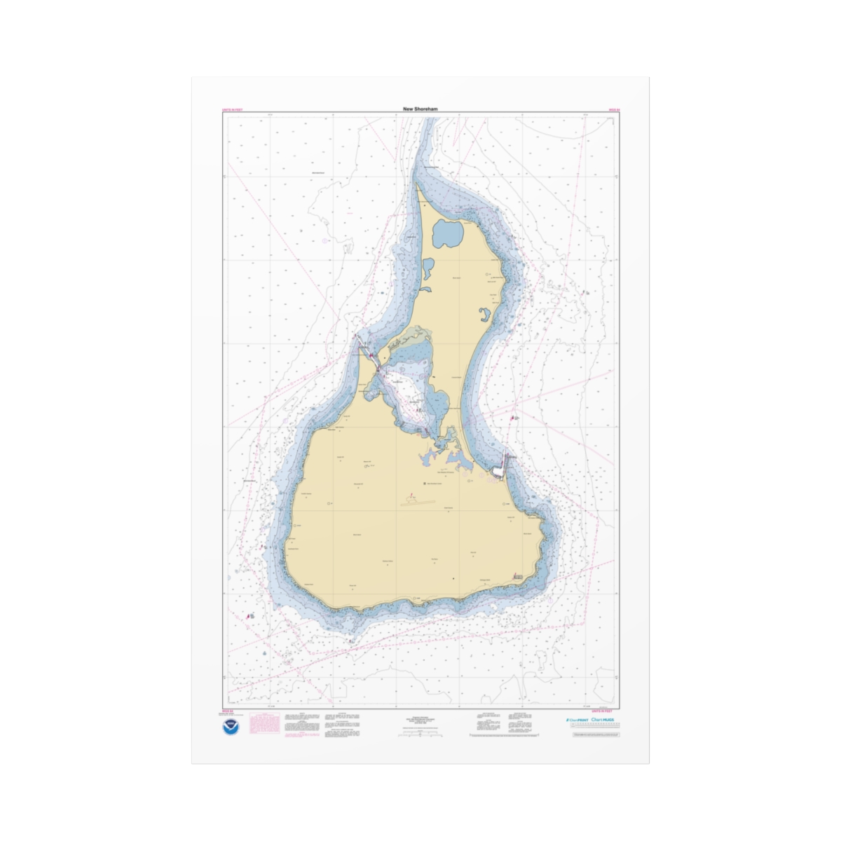 Canvas Custom Chart of New Shoreham - NOAA Nautical Chart 36" x 56"