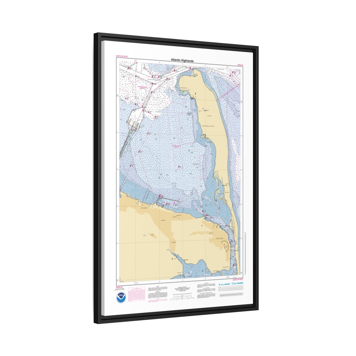 Canvas Framed Custom Chart of Atlantic Highlands - NOAA Nautical Chart 22" x 34"