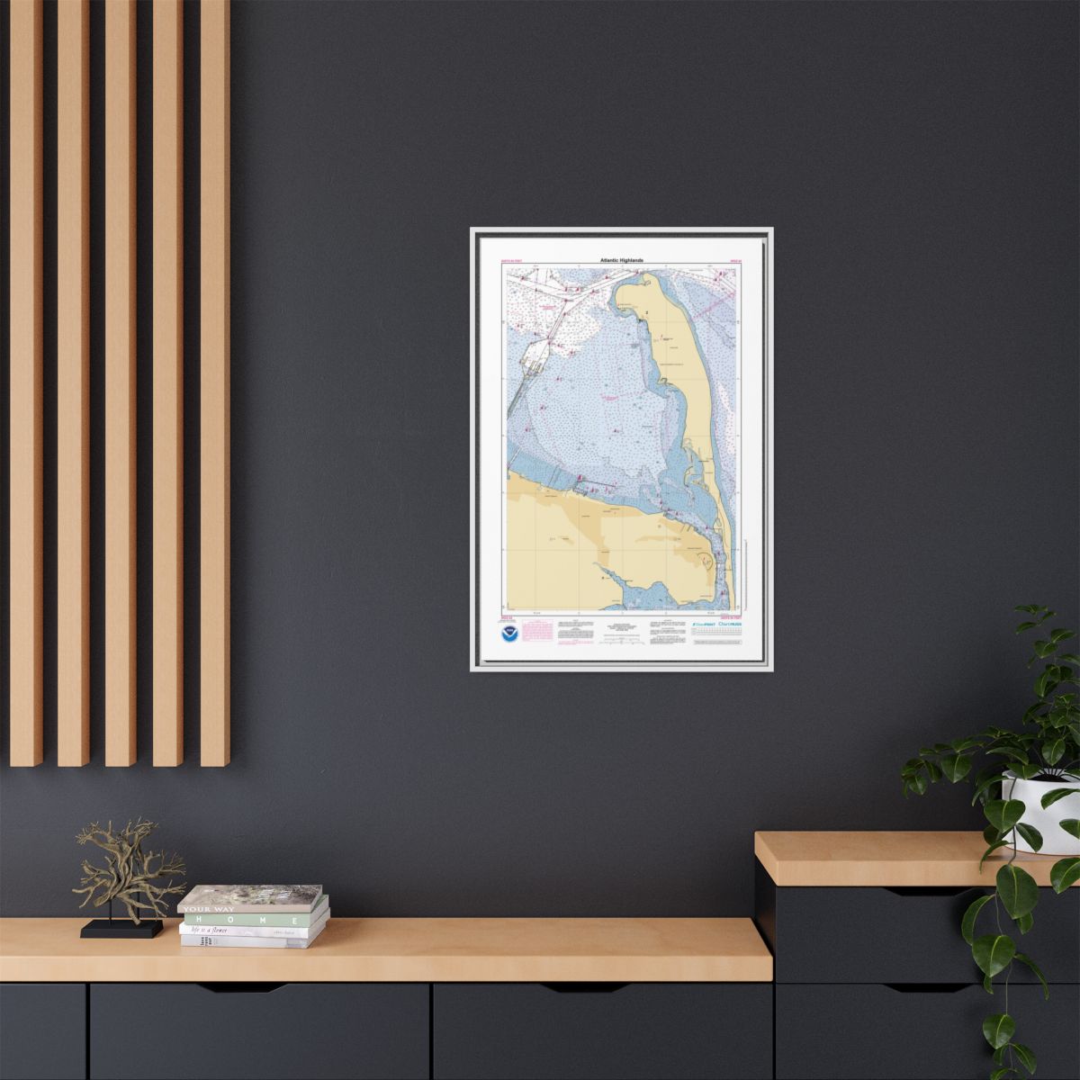 Canvas Framed Custom Chart of Atlantic Highlands - NOAA Nautical Chart 22" x 34"