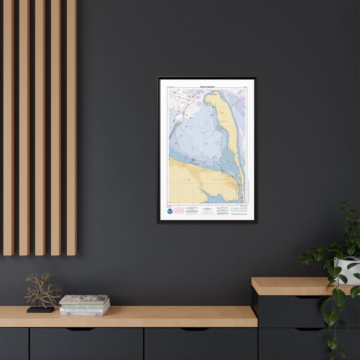 Canvas Framed Custom Chart of Atlantic Highlands - NOAA Nautical Chart 22" x 34"