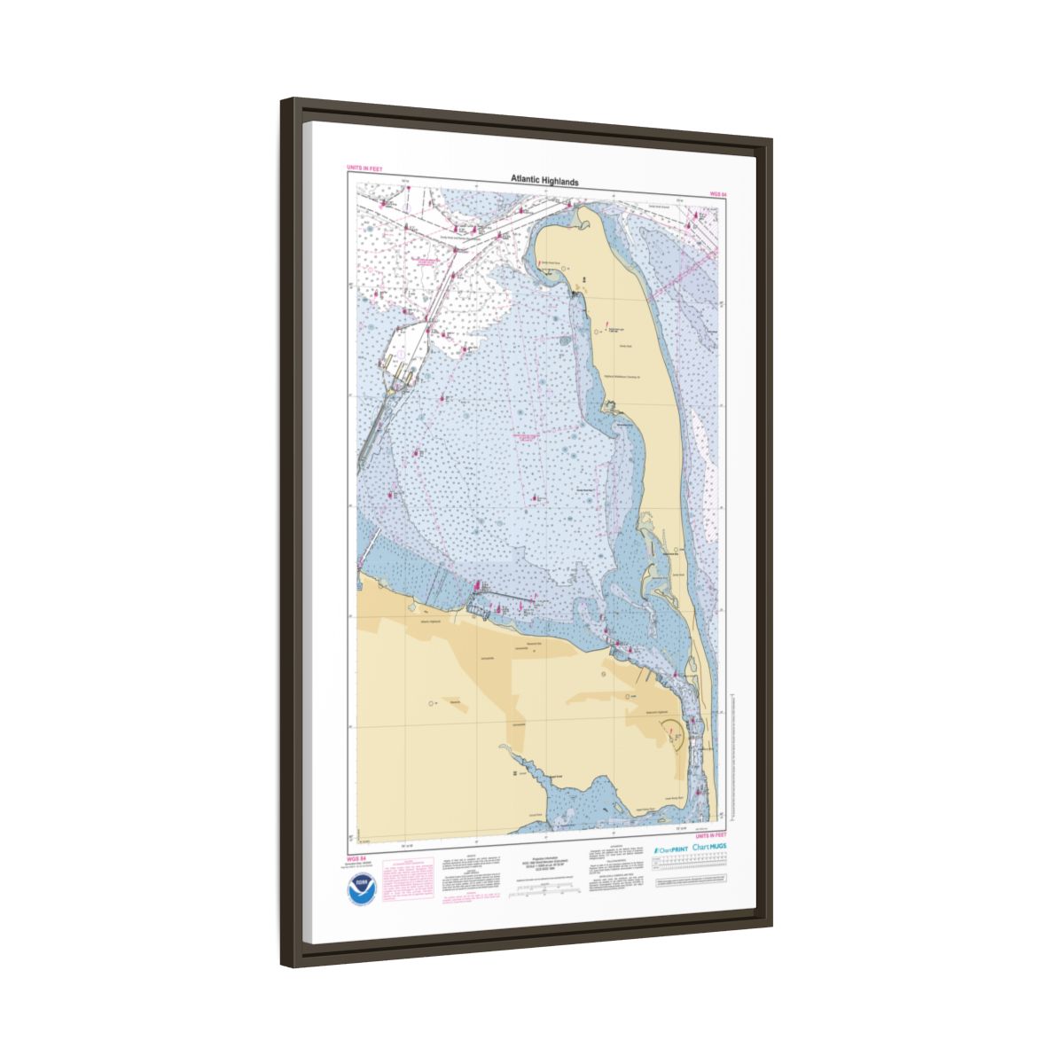 Canvas Framed Custom Chart of Atlantic Highlands - NOAA Nautical Chart 22" x 34"