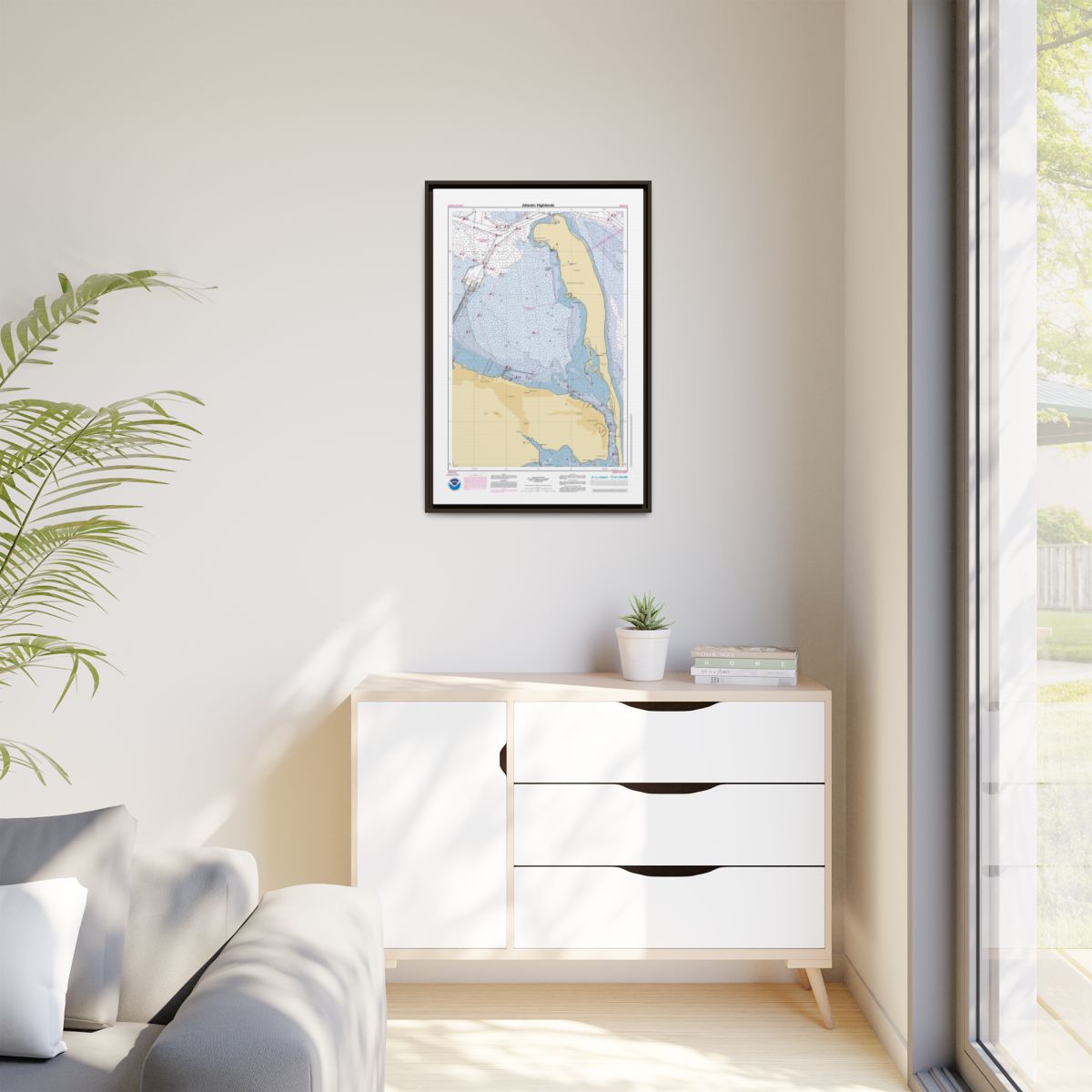 Canvas Framed Custom Chart of Atlantic Highlands - NOAA Nautical Chart 22" x 34"