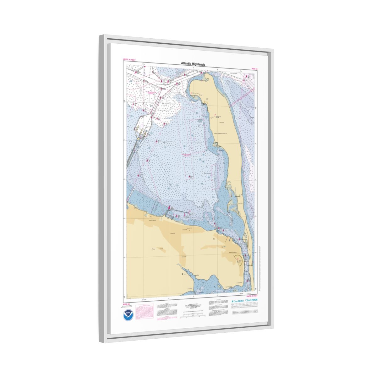 Canvas Framed Custom Chart of Atlantic Highlands - NOAA Nautical Chart 22" x 34"