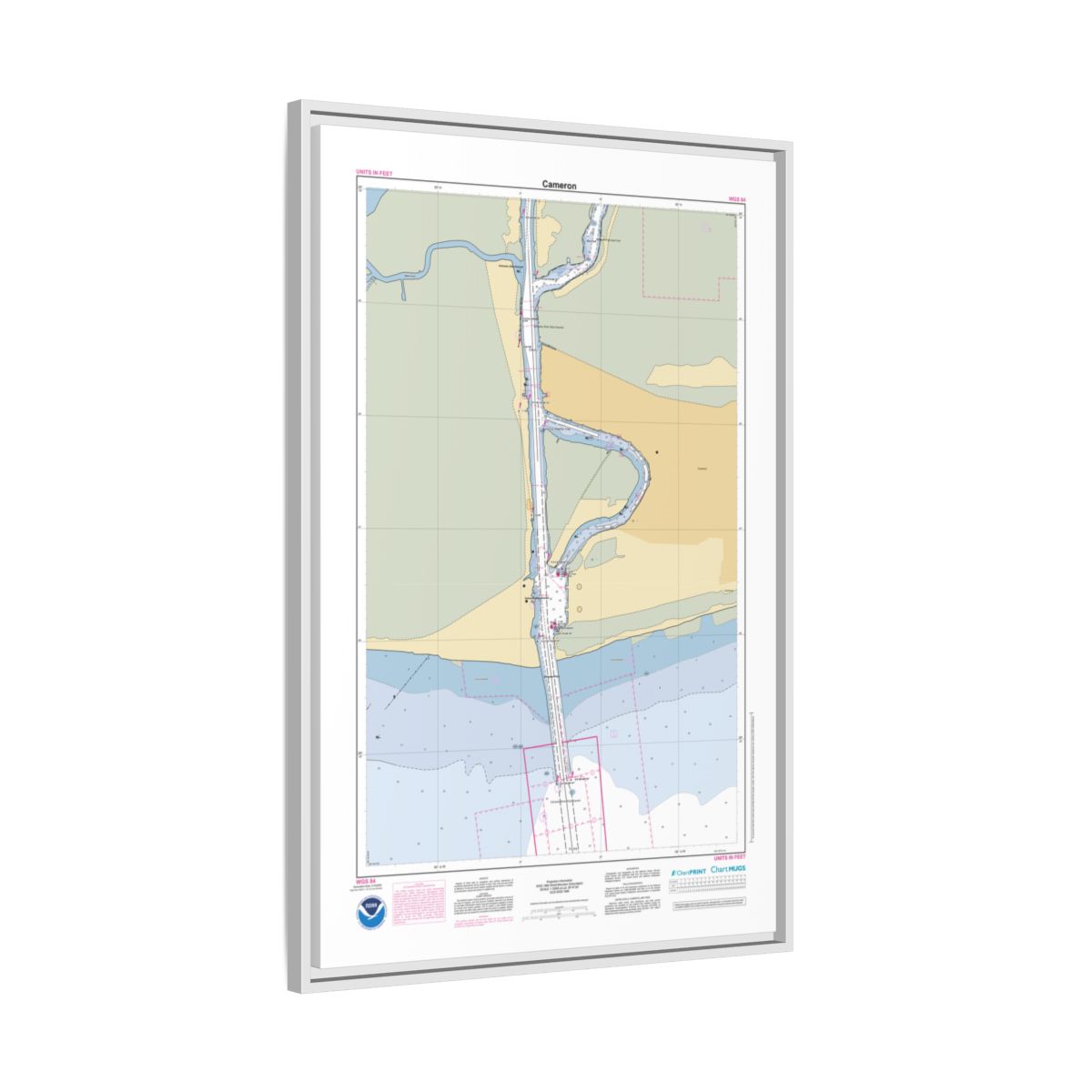 Canvas Framed Custom Chart of Cameron - NOAA Nautical Chart 22" x 34"