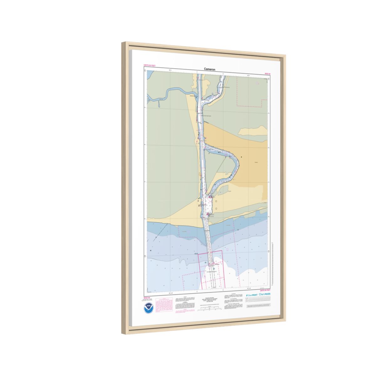 Canvas Framed Custom Chart of Cameron - NOAA Nautical Chart 22" x 34"
