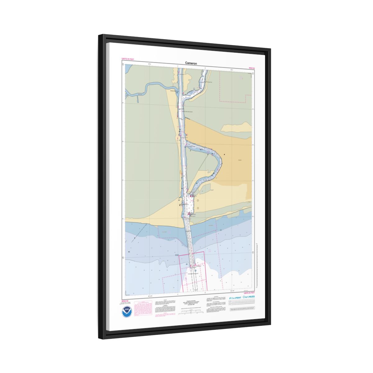 Canvas Framed Custom Chart of Cameron - NOAA Nautical Chart 22" x 34"