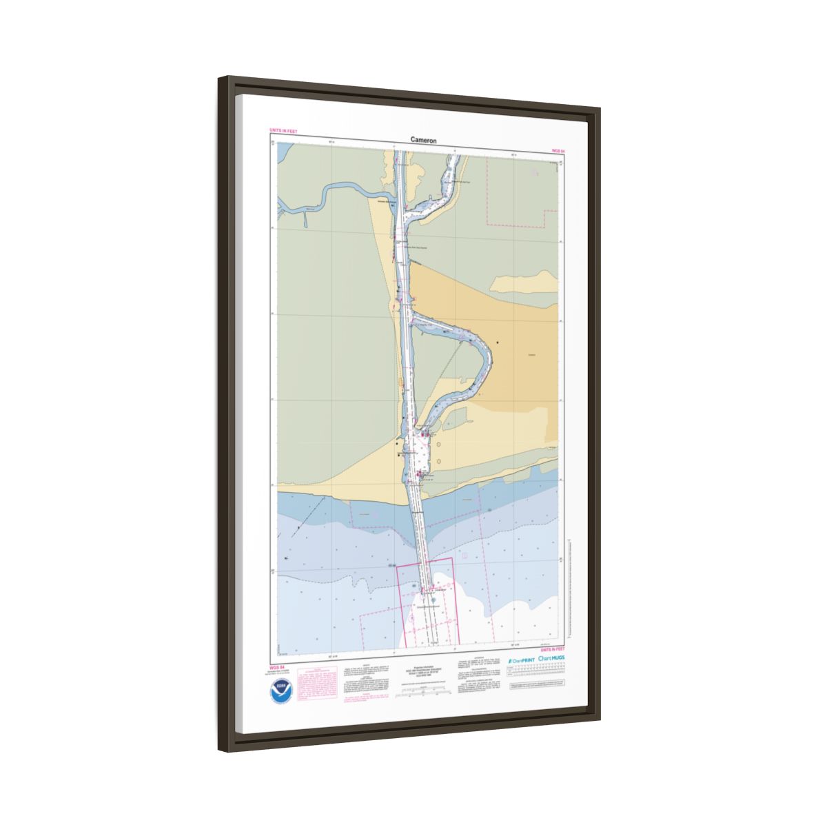 Canvas Framed Custom Chart of Cameron - NOAA Nautical Chart 22" x 34"