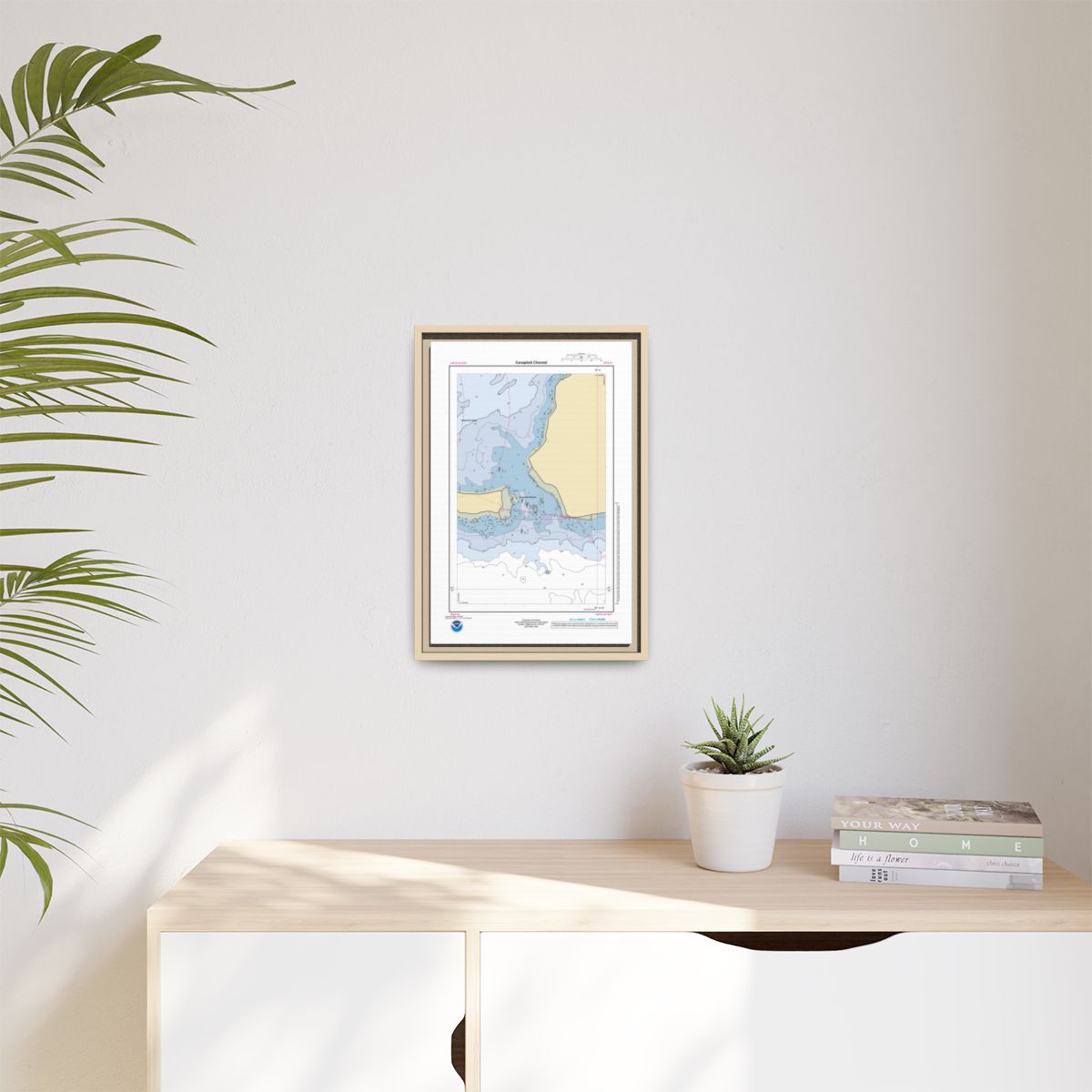 Canvas Framed Custom Chart of Canapitsit Channel - NOAA Nautical Chart 11" x 17"