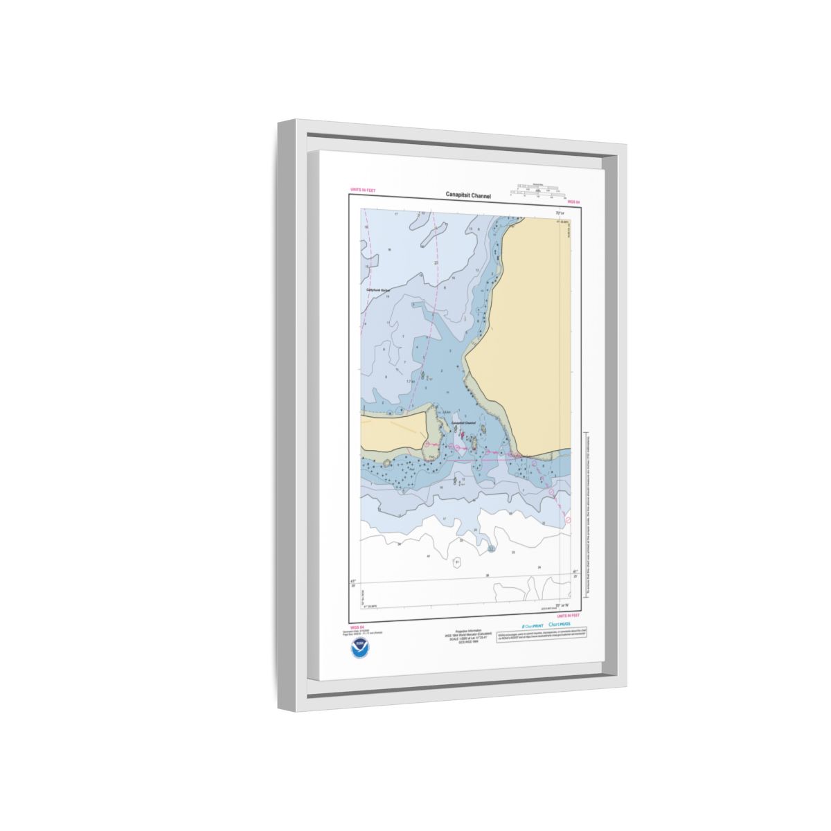 Canvas Framed Custom Chart of Canapitsit Channel - NOAA Nautical Chart 11" x 17"