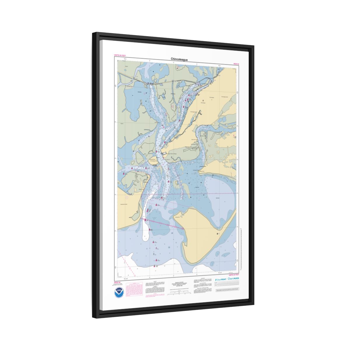 Canvas Framed Custom Chart of Chincoteague - NOAA Nautical Chart 22" x 34"
