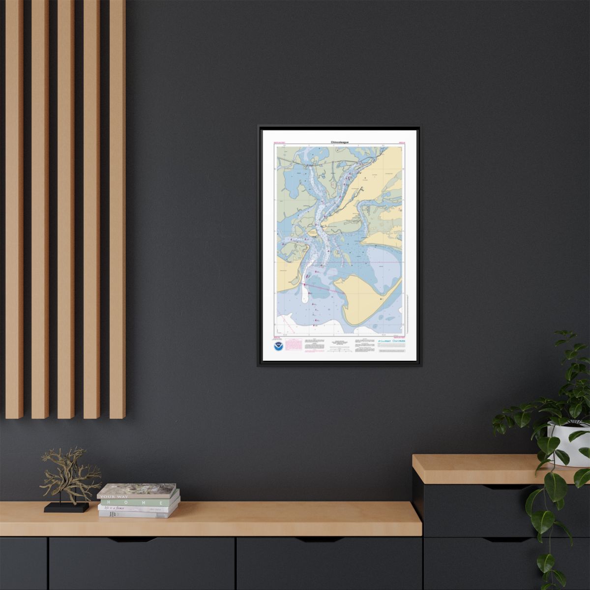 Canvas Framed Custom Chart of Chincoteague - NOAA Nautical Chart 22" x 34"