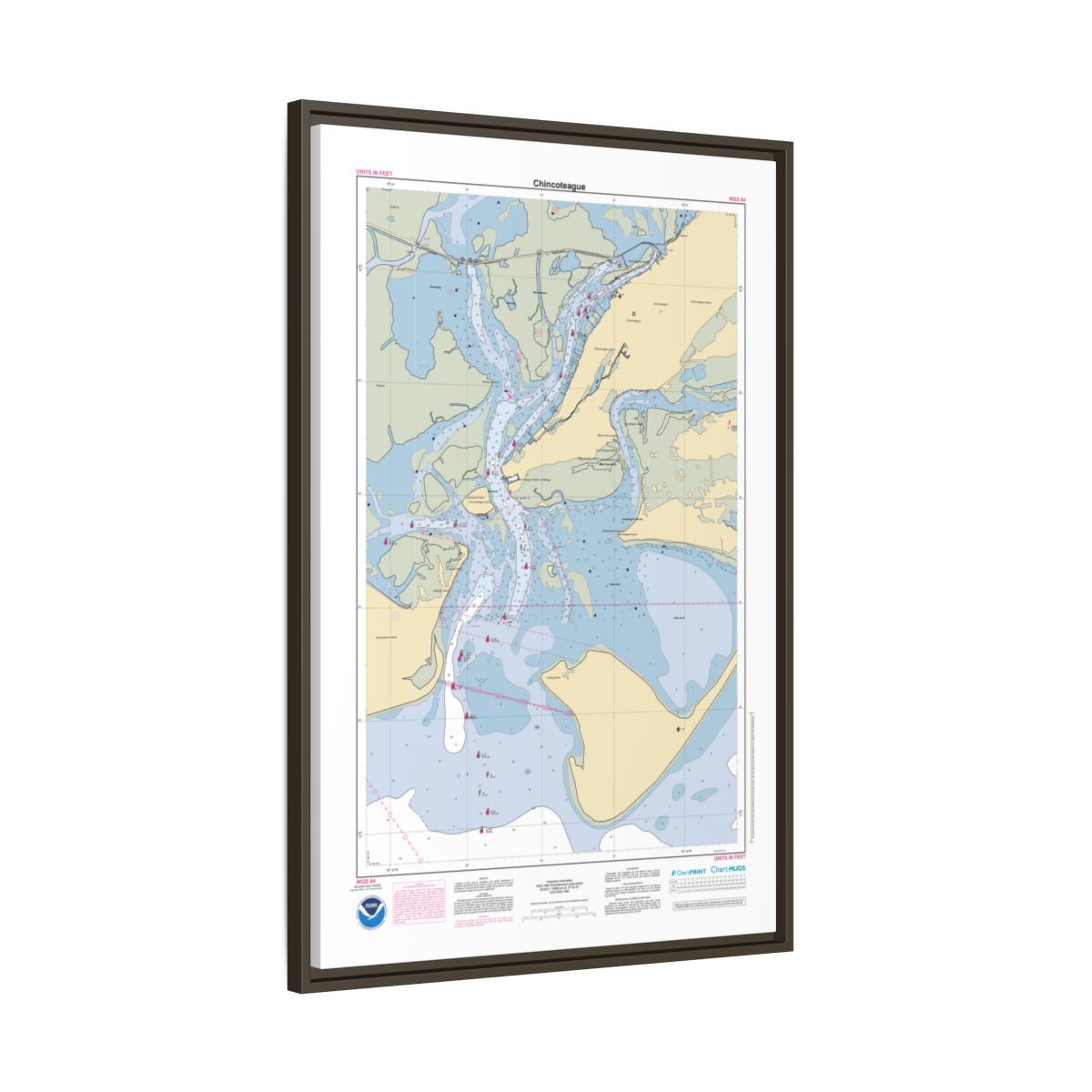 Canvas Framed Custom Chart of Chincoteague - NOAA Nautical Chart 22" x 34"